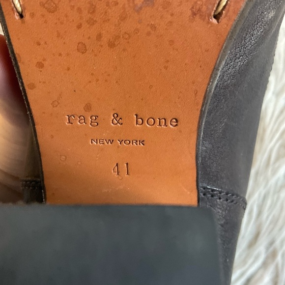 Rag & Bone Black Brown Suede Leather Lace-Up Heeled Classic Combat Boot EUC 41 - Picture 8 of 9